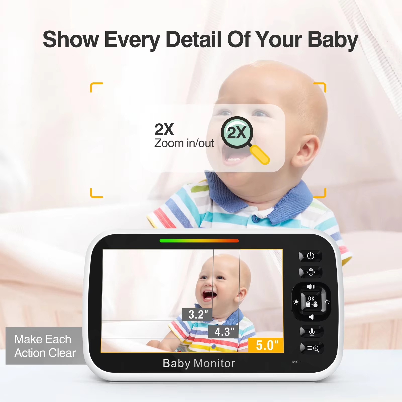 5.0 Inch Baby Monitor LCD Scre - Baby Monitor Sensor review and price